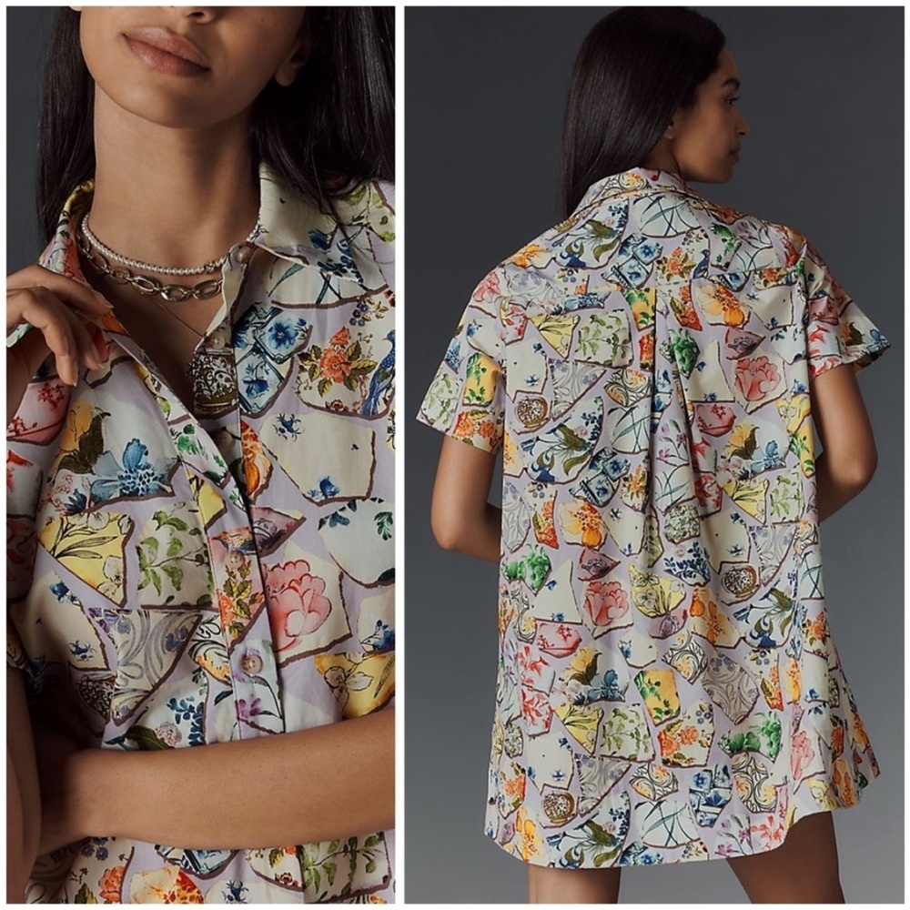 NWT! Anthropologie The Pollie Short-Sleeve Swing Tunic Mini Dress - Size XS 🤎 - Picture 6 of 9